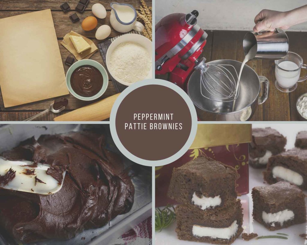 Peppermint Pattie Brownies Process Collage