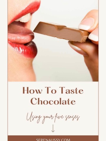Lady taking bite of chocolate
