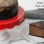 Piece of Instant Pot Triple Chocolate Cheesecake