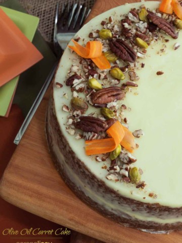 Olive Oil Carrot Cake On Cutting Board