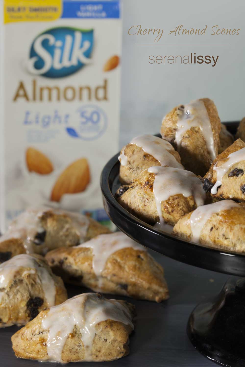 Dairy Free Cherry Almond Scones Topped with Almond Milk Glaze