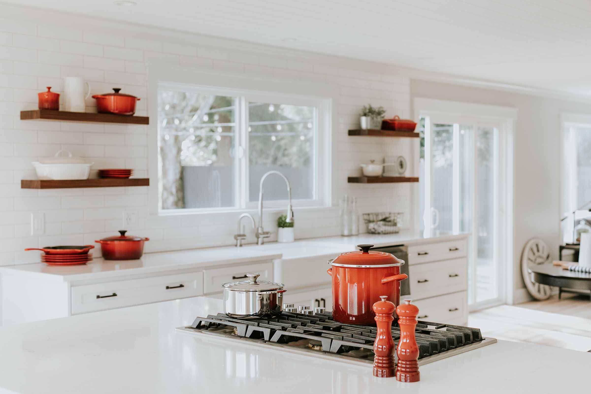 Kitchen counter and cooktop