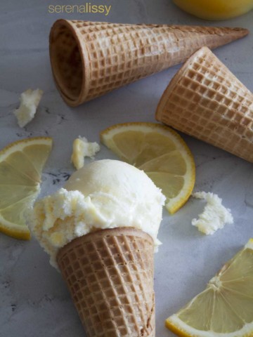 Lemon Curd Ice Cream with Ice Cream Cones