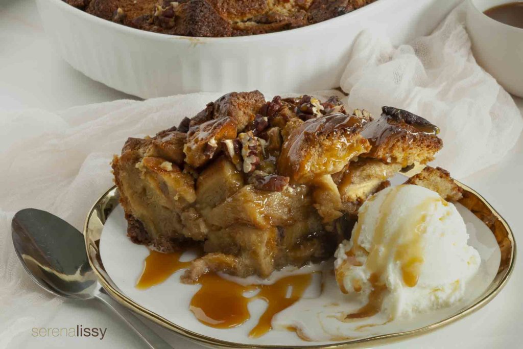 Plate of Pecan Pie Bread Pudding