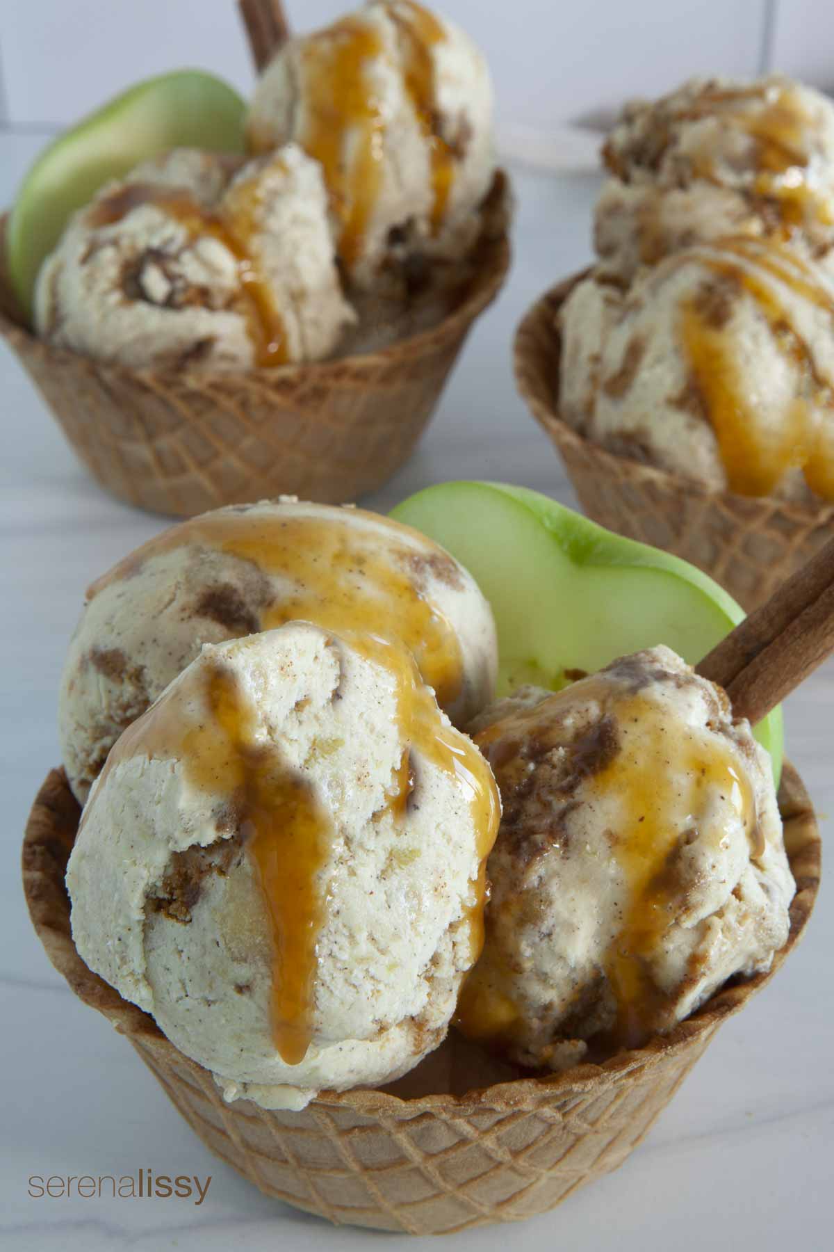 Apple Ice Cream in a waffle cup