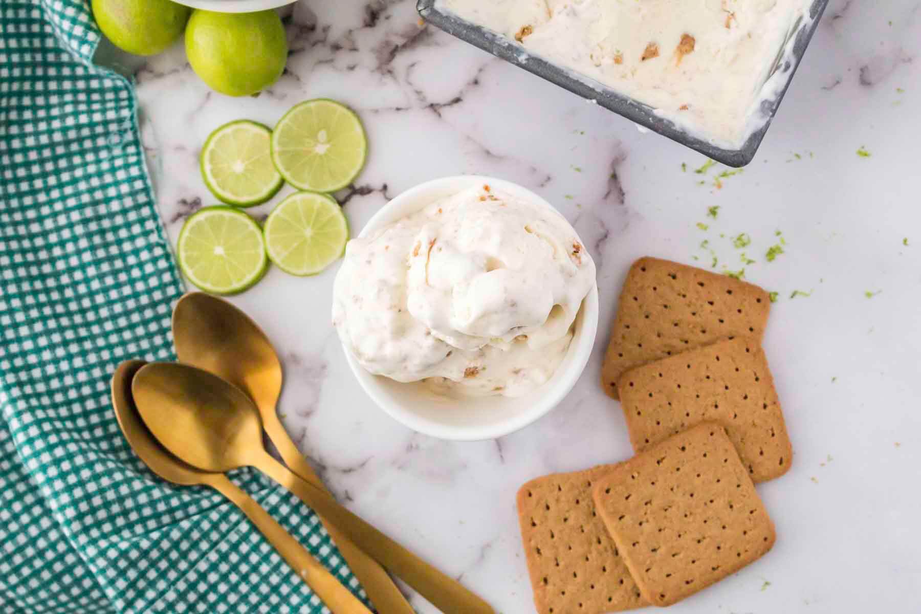 Ice Cream scooped in a bowl with graham crackers